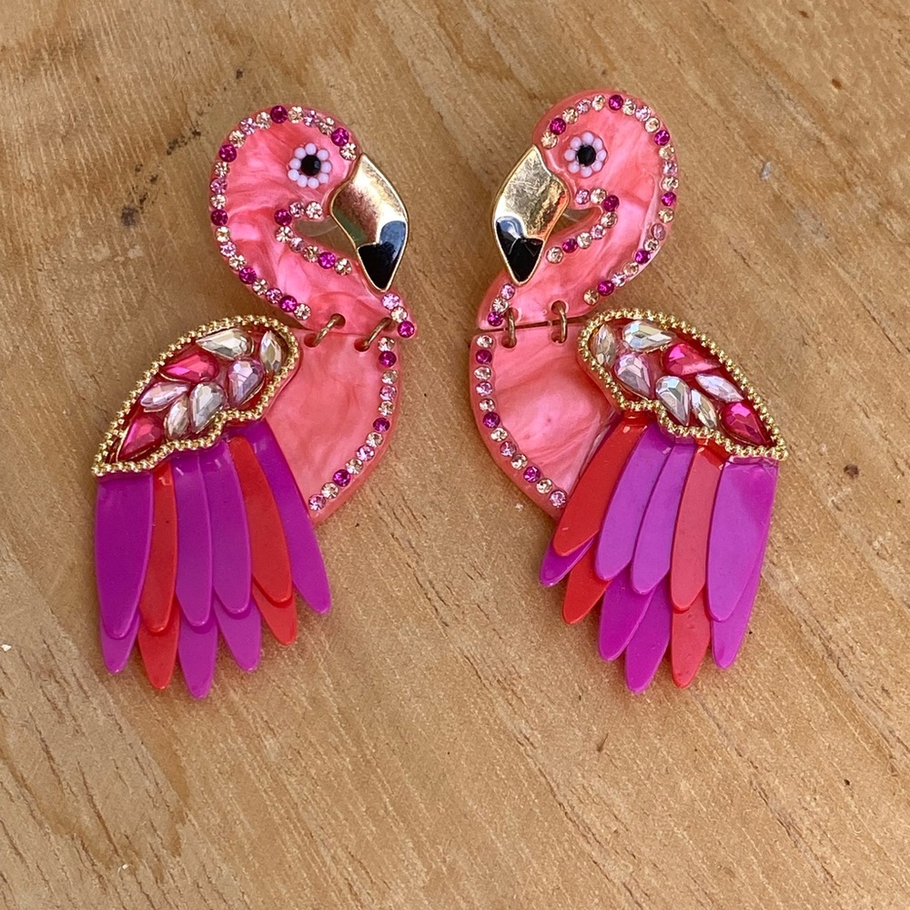 Pink and Purple Flamingo Earrings